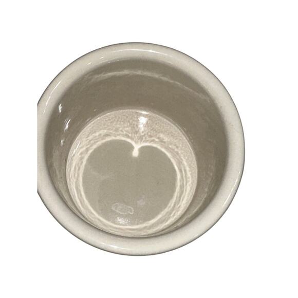 Longaberger Woven Traditions Heritage Ceramic Crock Ivory Base green accents USA - Picture 6 of 6